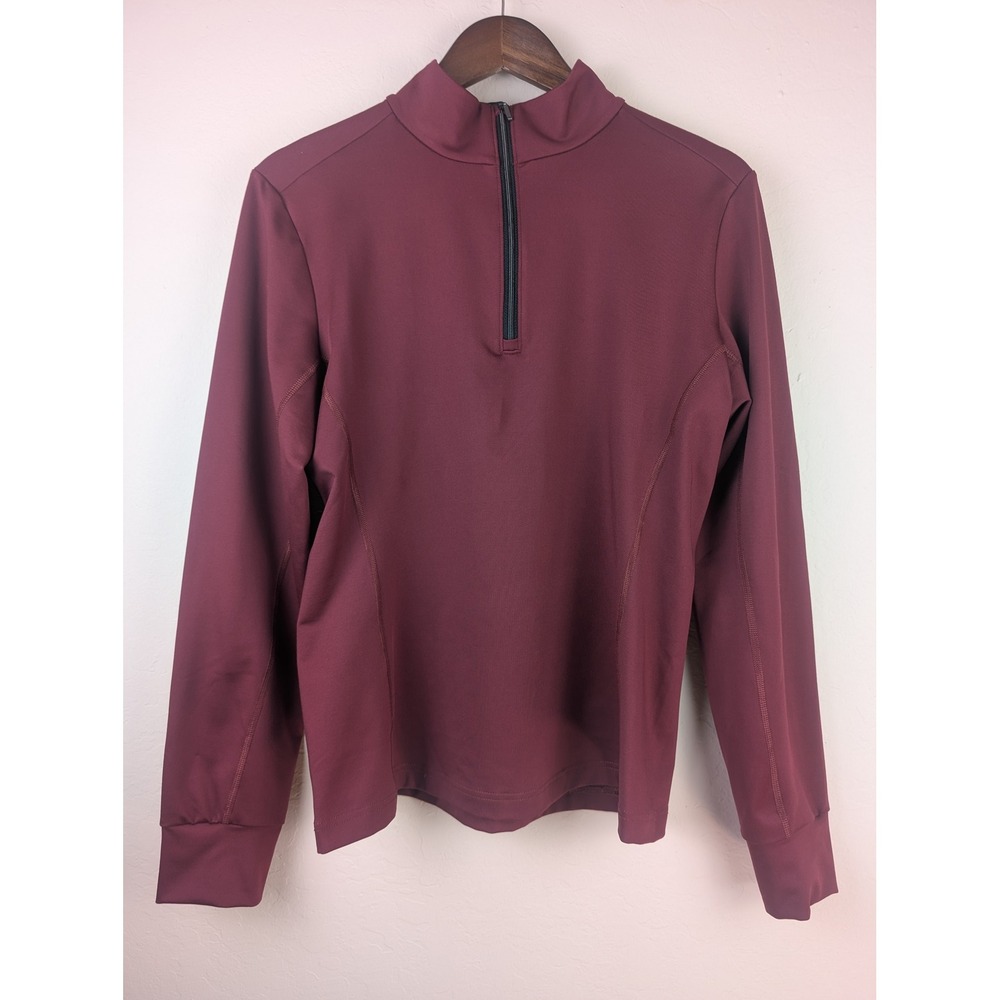 Obermeyer Resort Womens Burgundy 1/4 Zip Mock Neck Base Layer Top 19013 Large